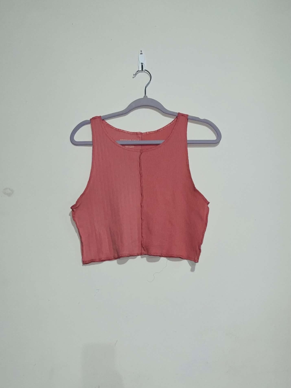 American Eagle Outfitters Coral Ribbed Cropped Tank
